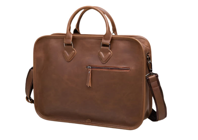 Leren Laptoptas Heren - Waterdichte Vintage Schoolrugtas 17 Inch 0
