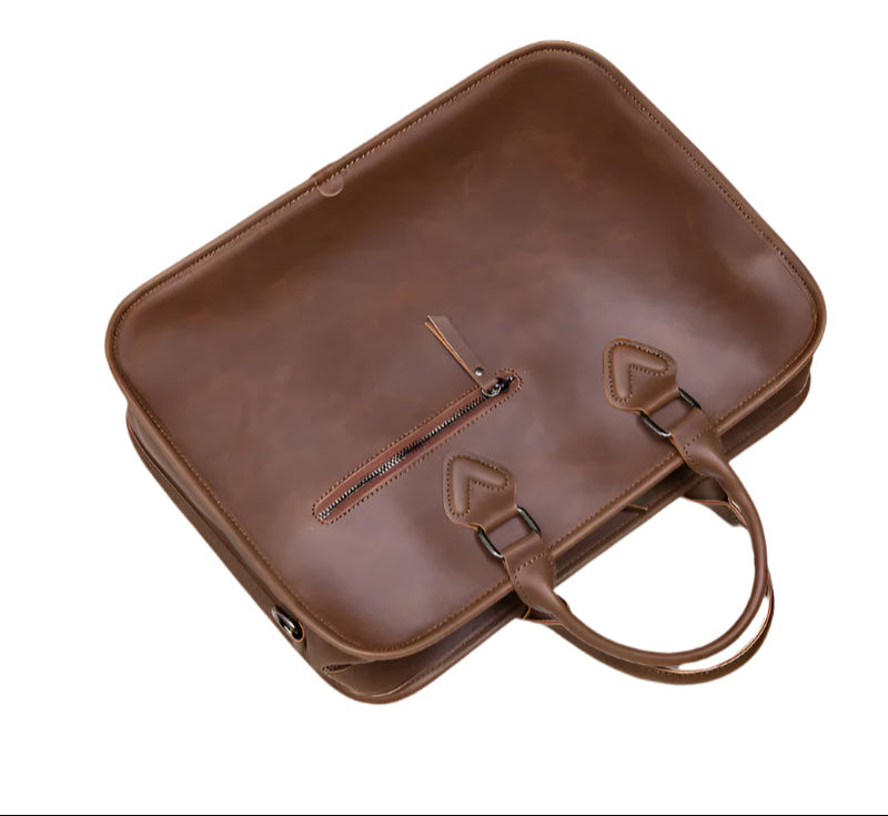 Leren Laptoptas Heren - Waterdichte Vintage Schoolrugtas 17 Inch 1