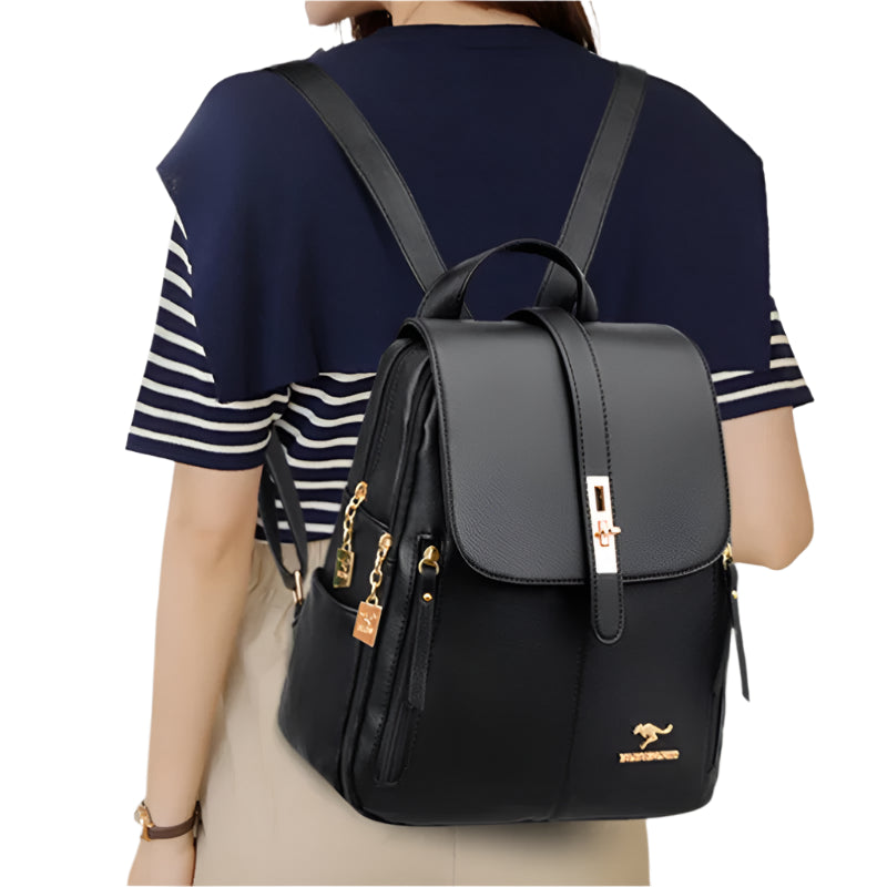 Luxe Leren Rugzak Dames - Modieuze Schooltas Met Ruime Indeling 3