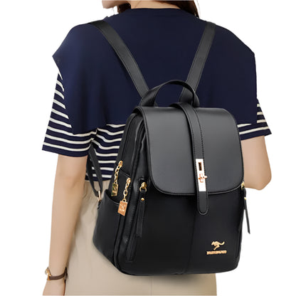 Luxe Leren Rugzak Dames - Modieuze Schooltas Met Ruime Indeling 3